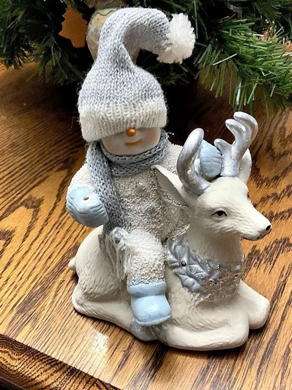 Shelf 3-Christmas Snowman & Reindeer Holiday Figurine-SNOW BUNNY